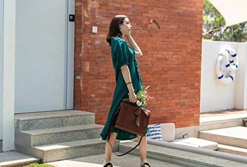 Cartable rétro pour femme en cuir Pu Ecosusi brun  et grand format, glamour et rétro avec bandoulière
